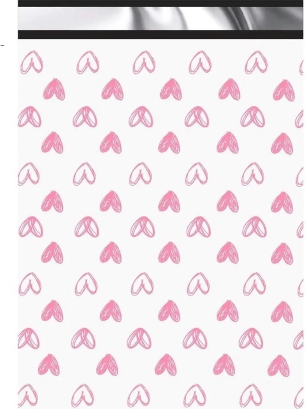 25 Pink Heart Thank You 10x13 PolyMailers